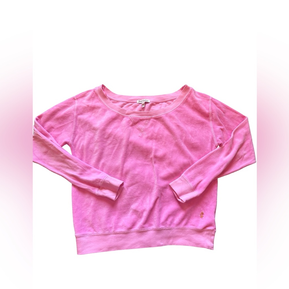 Juicy Couture Pink Velour Sweatshirt Women’s XS Velour Crewneck Pullover - Picture 7 of 10